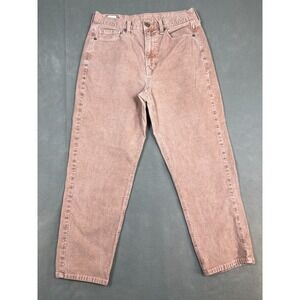 American Eagle Corduroy Pant Womens 4 Short Coral Mom Jean Tapered Stretch
